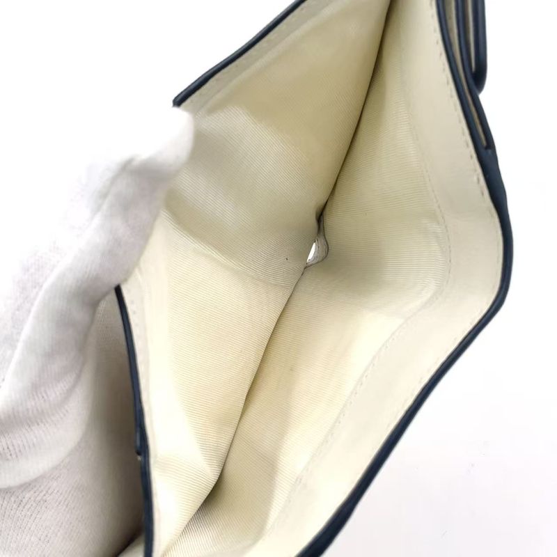 Christian Dior Star Pattern Trifold Leather White Wallet Gold