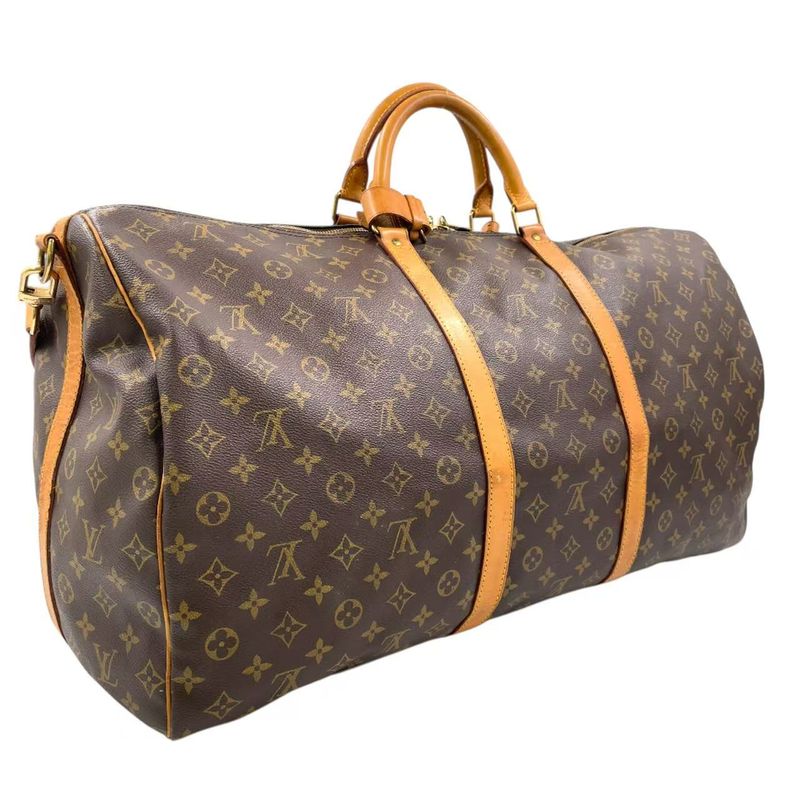 Louis Vuitton Keepall Bandoliere 50 Monogram Leather X PVC Brown Boston Bag