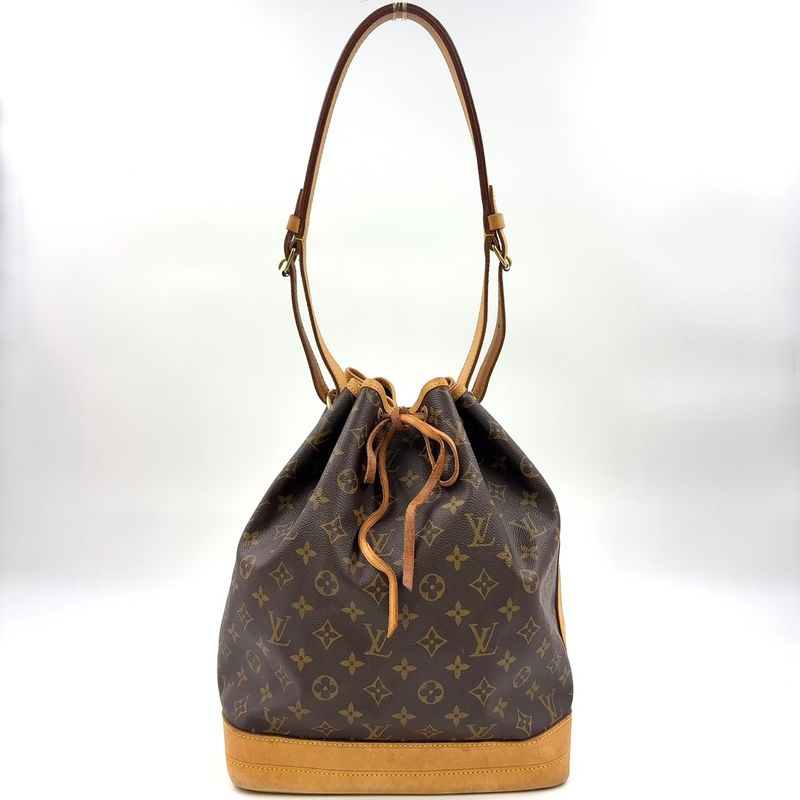Louis Vuitton Noe Monogram Leather × PVC Brown Shoulder Bag Gold M42224