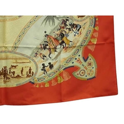 Hermes Scarf Carre 90 Multicolor 100% Silk Women's Cavaliers Peuls Pool Tribe