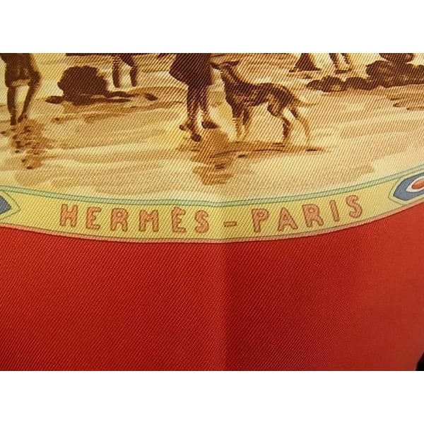 Hermes Scarf Carre 90 Multicolor 100% Silk Women's Cavaliers Peuls Pool Tribe