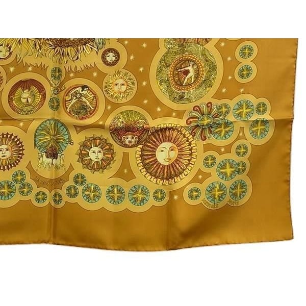 Hermes Scarf Carre 90 Multicolor 100% Silk Women's LE ROY Soleil Sun King