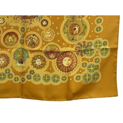 Hermes Scarf Carre 90 Multicolor 100% Silk Women's LE ROY Soleil Sun King