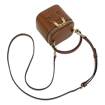 Celine Mini Vanity Case Cuir Triomphe 2WAY Shoulder Bag Double Zipper Handbag