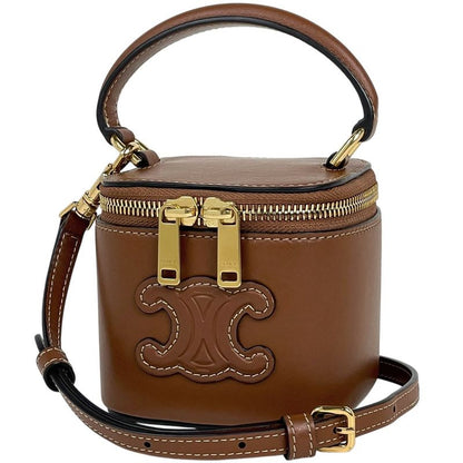 Celine Mini Vanity Case Cuir Triomphe 2WAY Shoulder Bag Double Zipper Handbag