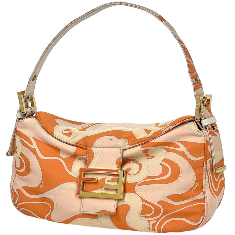 Fendi Zucca Logo Shoulder Bag Handbag One Shoulder Bag Fabric Orange 26725