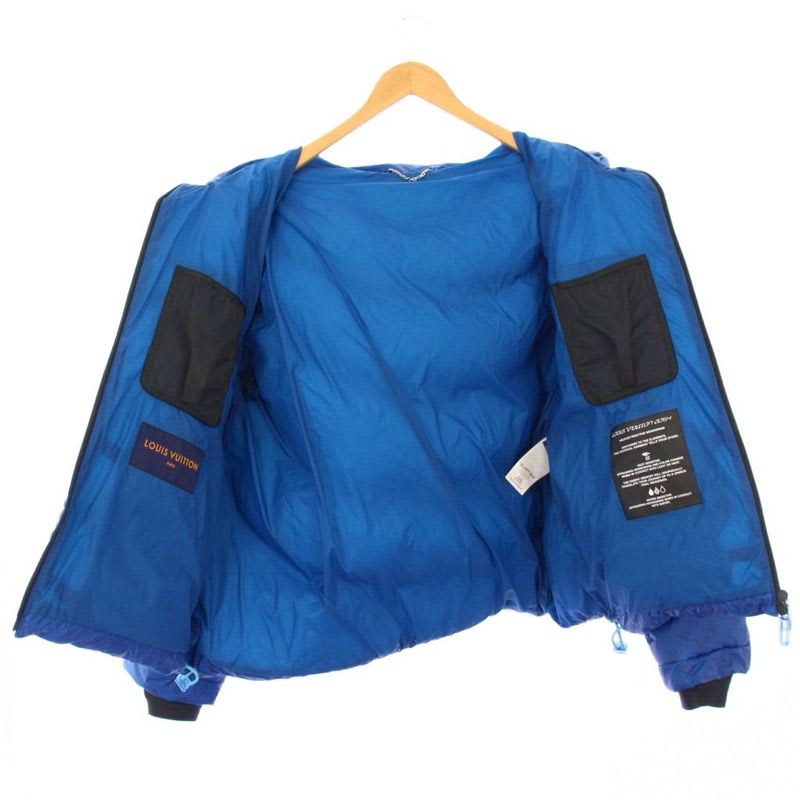 Louis Vuitton Heat Reactive Puffer Monogram Down Jacket 48 Blue Rm221 M I64