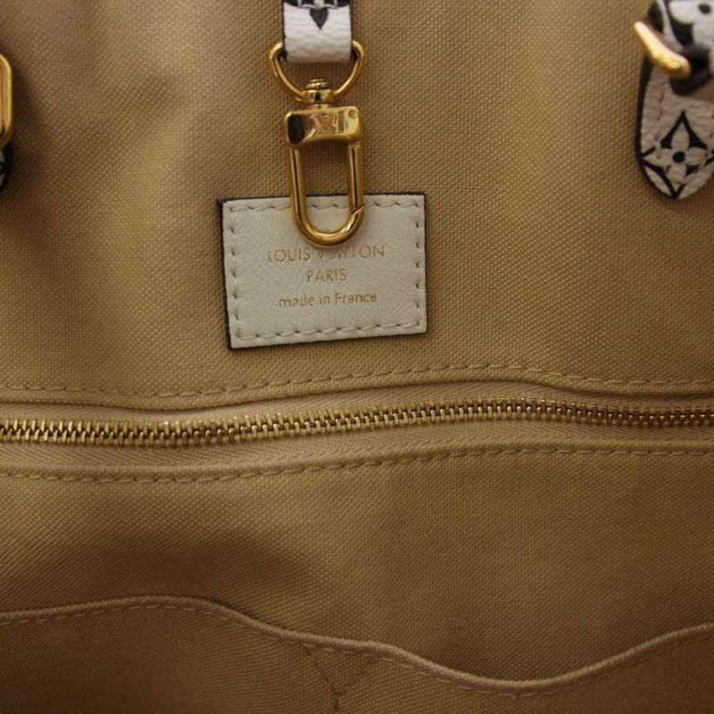 Louis Vuitton Monogram Giant On The Go GM Tote Bag Khaki Cream M44571 KH • OH