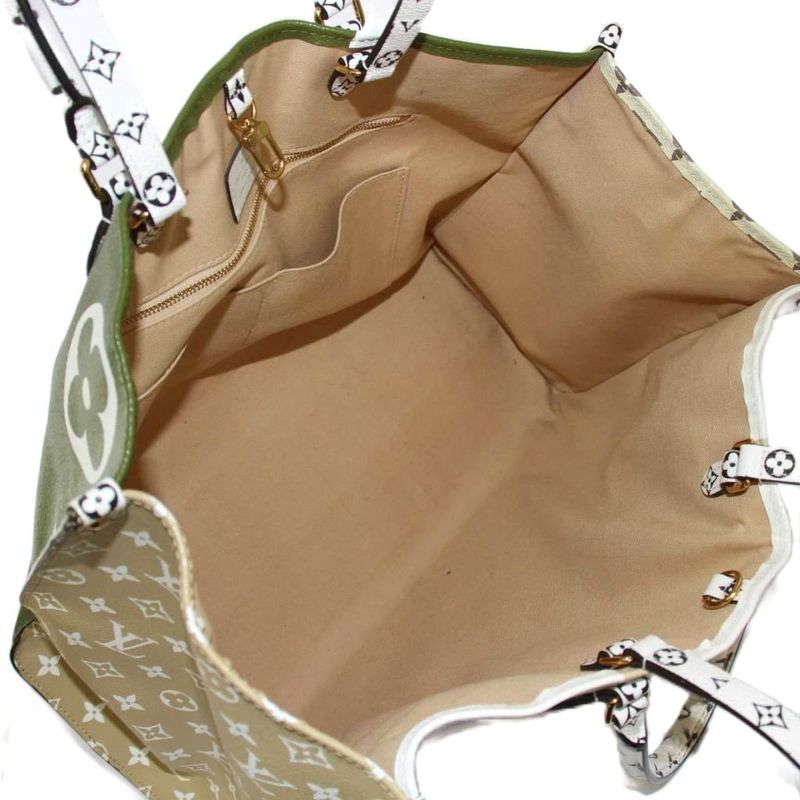Louis Vuitton Monogram Giant On The Go GM Tote Bag Khaki Cream M44571 KH • OH