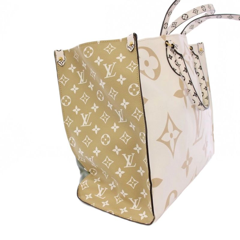 Louis Vuitton Monogram Giant On The Go GM Tote Bag Khaki Cream M44571 KH • OH