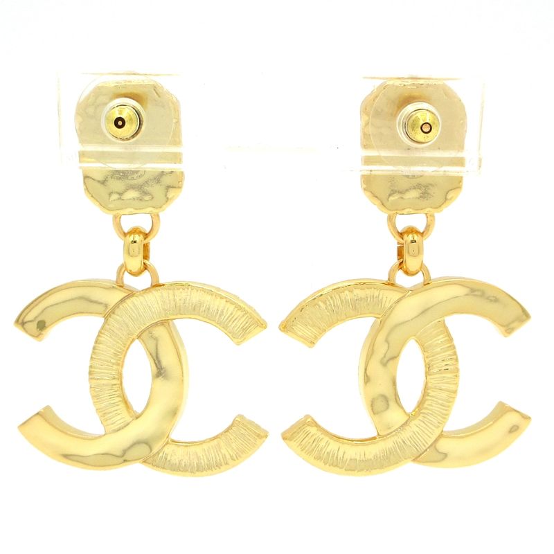 Chanel Earrings Coco Mark Gold X Black X Pink