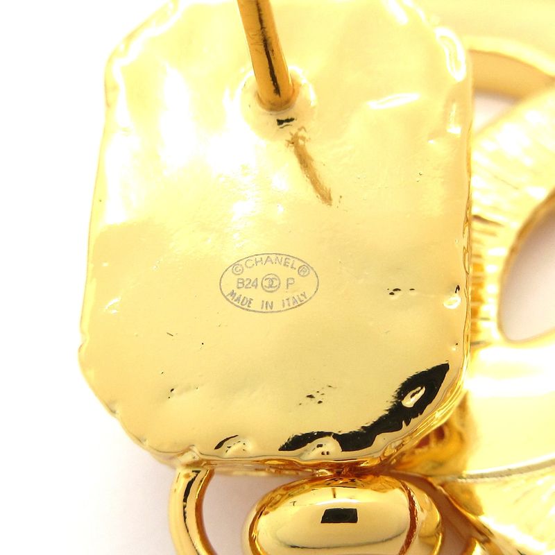 Chanel Earrings Coco Mark Gold X Black X Pink