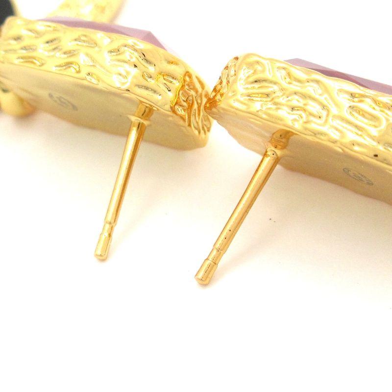 Chanel Earrings Coco Mark Gold X Black X Pink