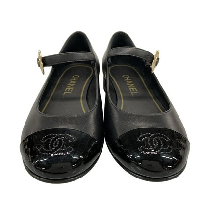 Chanel Shoes 35 1 2C Women's - G39582 Black X Gold Flower Leather