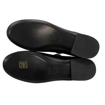 Chanel Shoes 35 1 2C Women's - G39582 Black X Gold Flower Leather