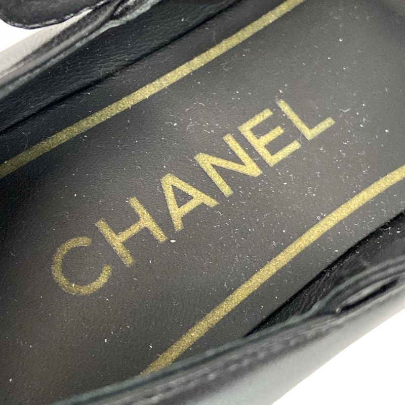 Chanel Shoes 35 1 2C Women's - G39582 Black X Gold Flower Leather