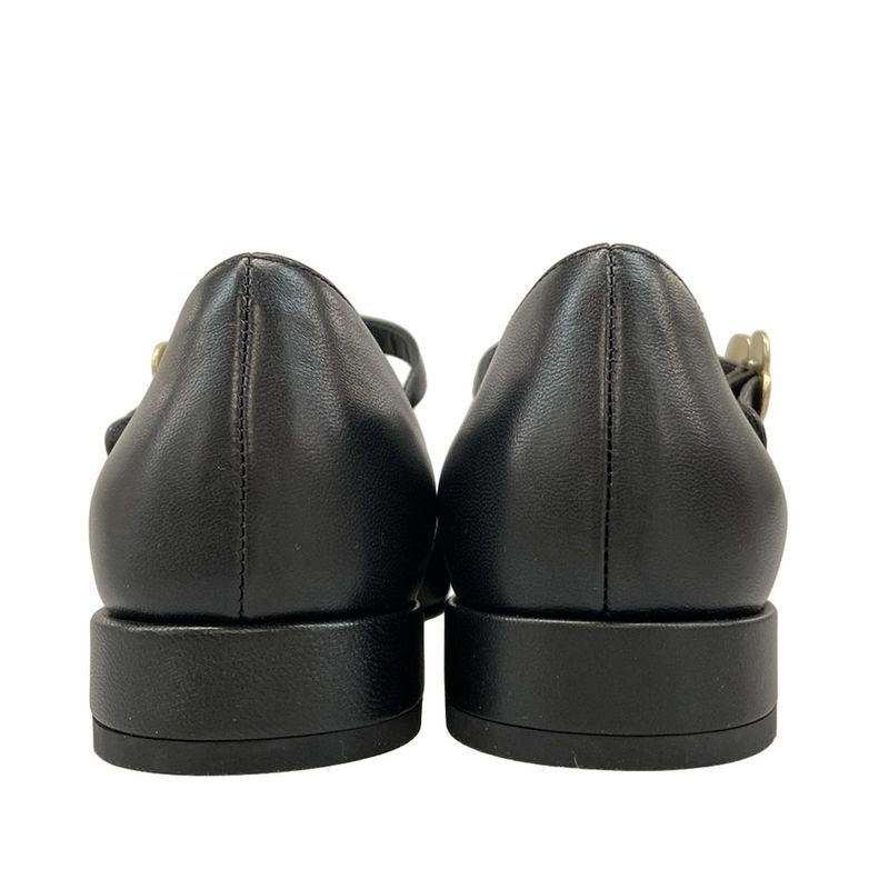 Chanel Shoes 35 1 2C Women's - G39582 Black X Gold Flower Leather