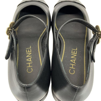 Chanel Shoes 35 1 2C Women's - G39582 Black X Gold Flower Leather