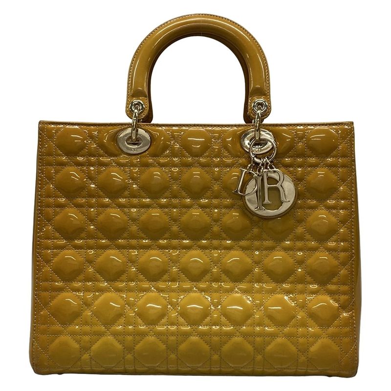 Dior Christian Dior Handbag Lady Dior Large Bag Dark Yellow Leather