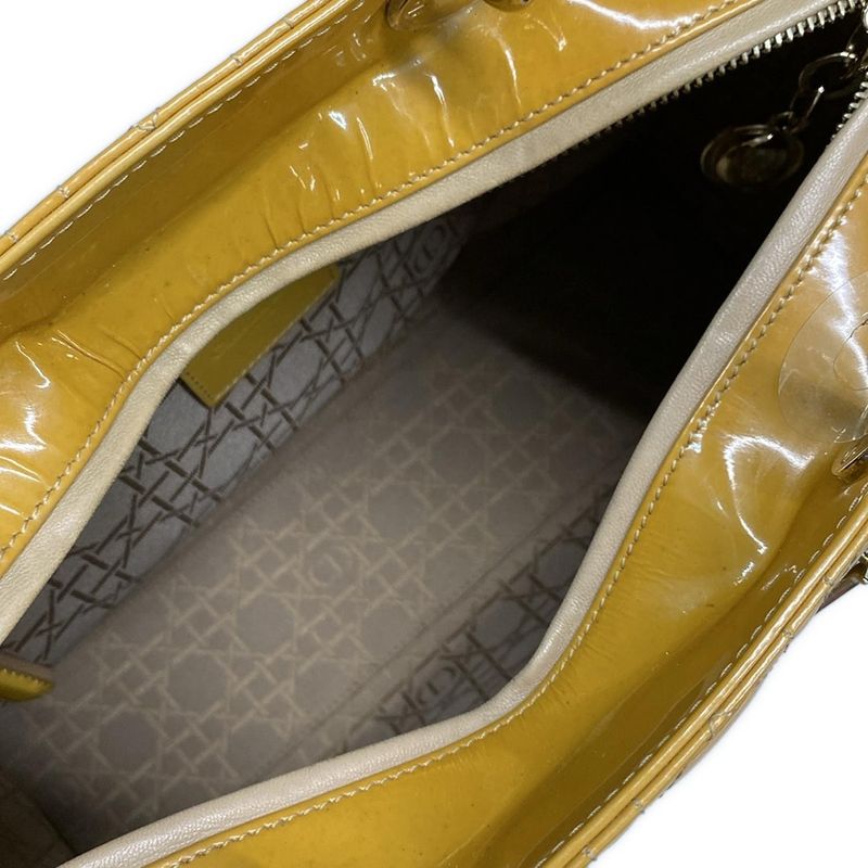 Dior Christian Dior Handbag Lady Dior Large Bag Dark Yellow Leather