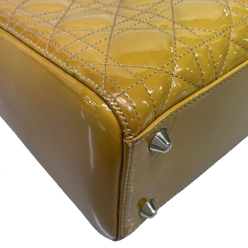 Dior Christian Dior Handbag Lady Dior Large Bag Dark Yellow Leather