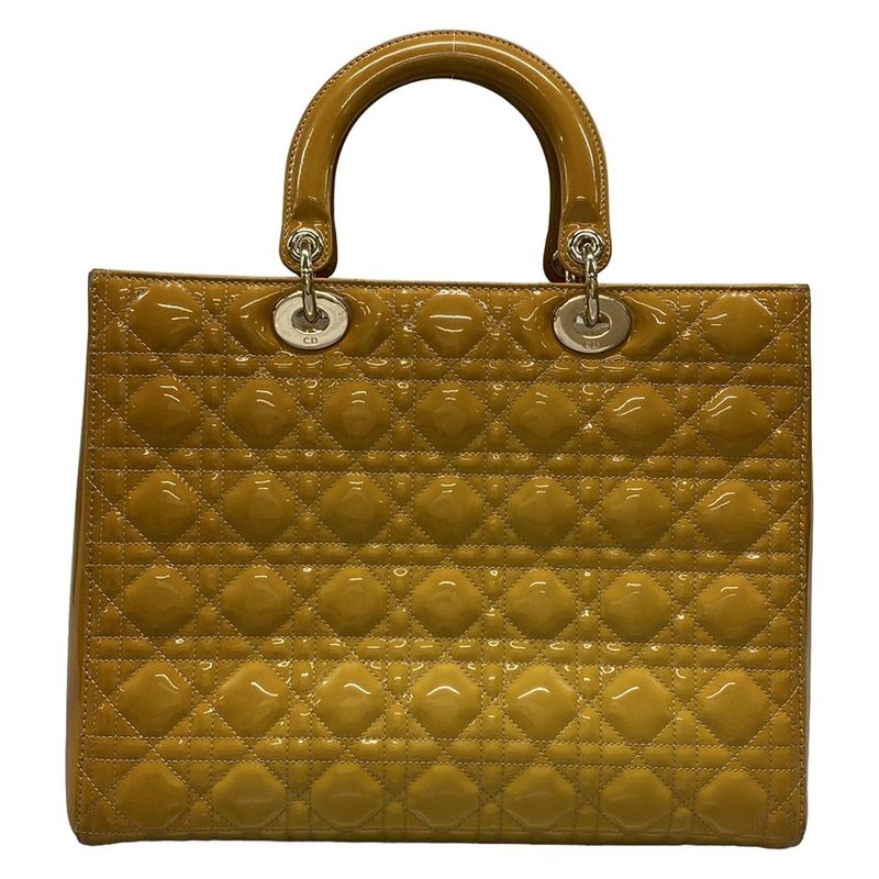 Dior Christian Dior Handbag Lady Dior Large Bag Dark Yellow Leather