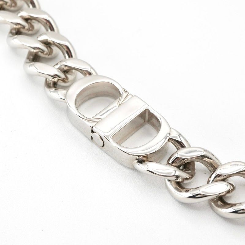 Christian Dior Necklace Pendant Choker Silver CD ICON Chain Link Men's