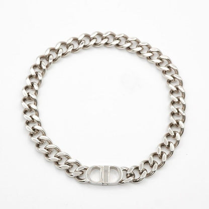 Christian Dior Necklace Pendant Choker Silver CD ICON Chain Link Men's
