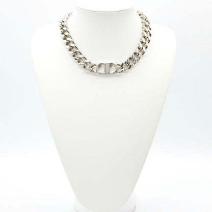Christian Dior Necklace Pendant Choker Silver CD ICON Chain Link Men's