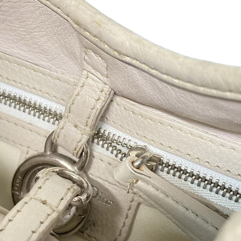 DIOR Christian Dior Shoulder Bag - Gray Beige X Silver Leather