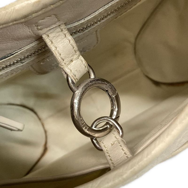 DIOR Christian Dior Shoulder Bag - Gray Beige X Silver Leather