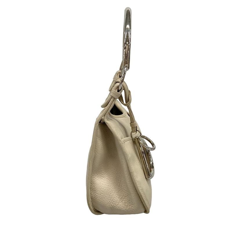 DIOR Christian Dior Shoulder Bag - Gray Beige X Silver Leather