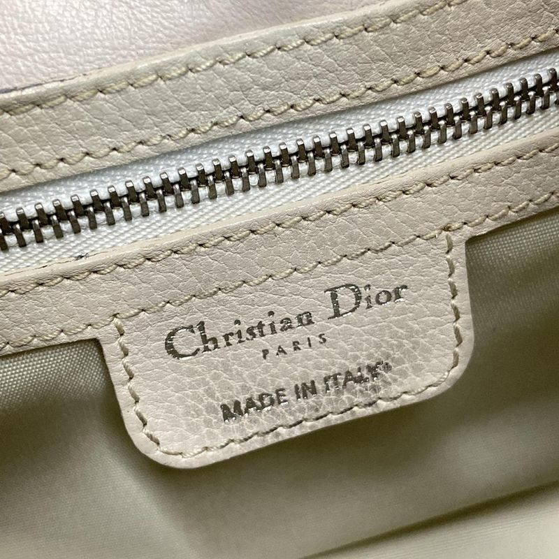 DIOR Christian Dior Shoulder Bag - Gray Beige X Silver Leather