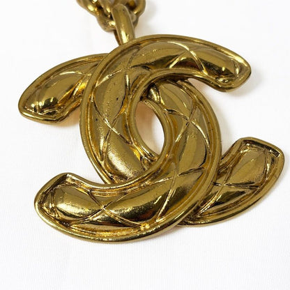 Chanel CC Logo Chain Necklace Gold Quilted