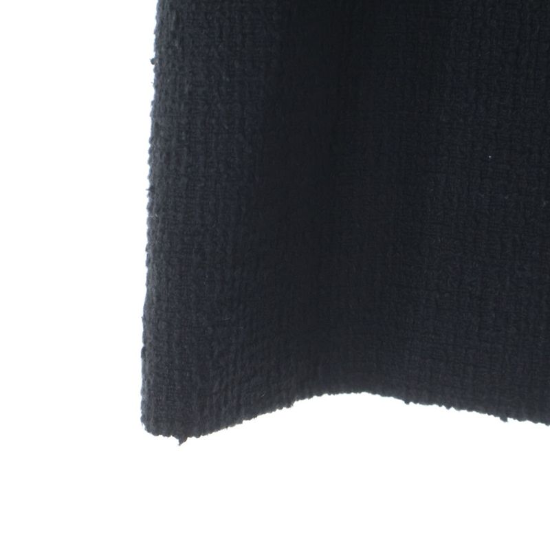 Chanel Coco Mark Logo Plate Cotton Tweed Medium Skirt Black Women's P45436v31742