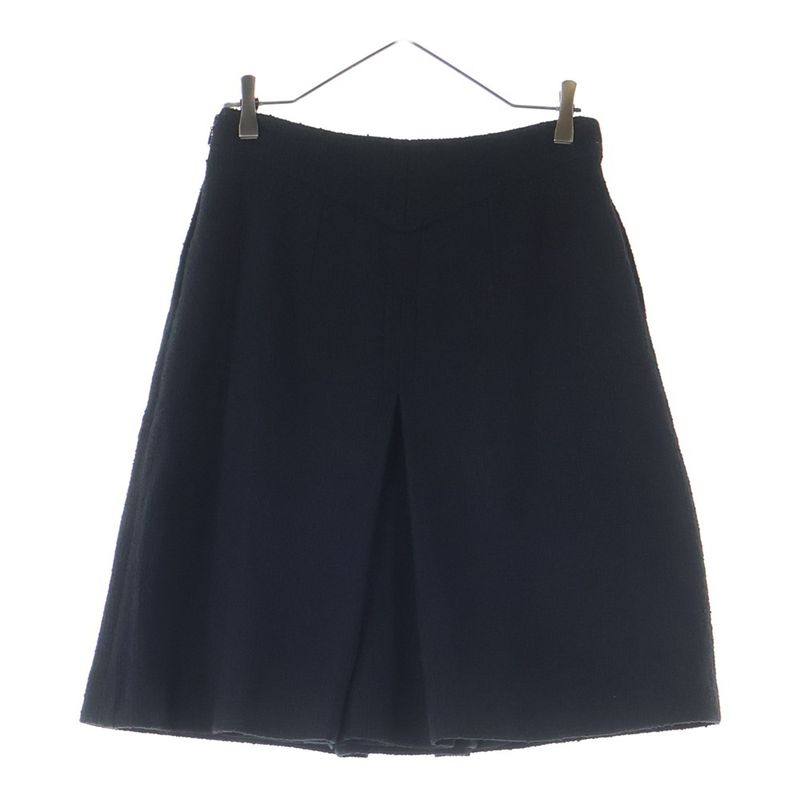 Chanel Coco Mark Logo Plate Cotton Tweed Medium Skirt Black Women's P45436v31742