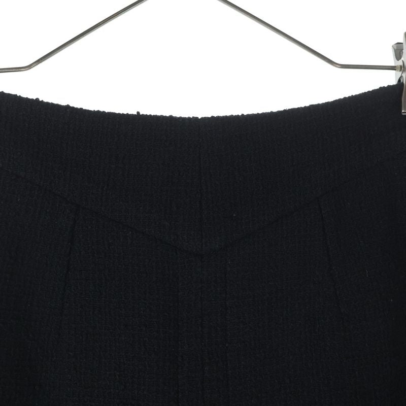 Chanel Coco Mark Logo Plate Cotton Tweed Medium Skirt Black Women's P45436v31742