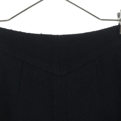 Chanel Coco Mark Logo Plate Cotton Tweed Medium Skirt Black Women's P45436v31742