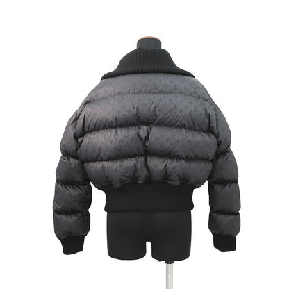 Louis Vuitton Down Jacket Cropped Monogram Puffa 38 Noir Black