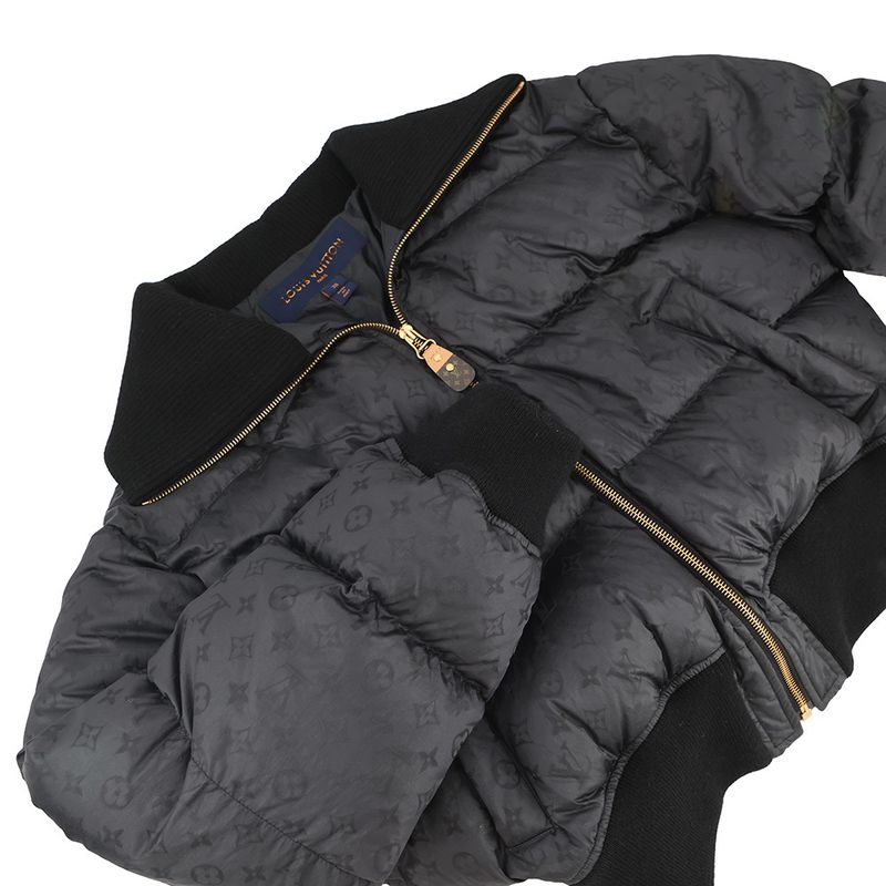 Louis Vuitton Down Jacket Cropped Monogram Puffa 38 Noir Black