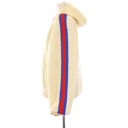 Gucci Web Stripe Fleece Jacket With Tag GG Pattern Switching XS Ivory KH