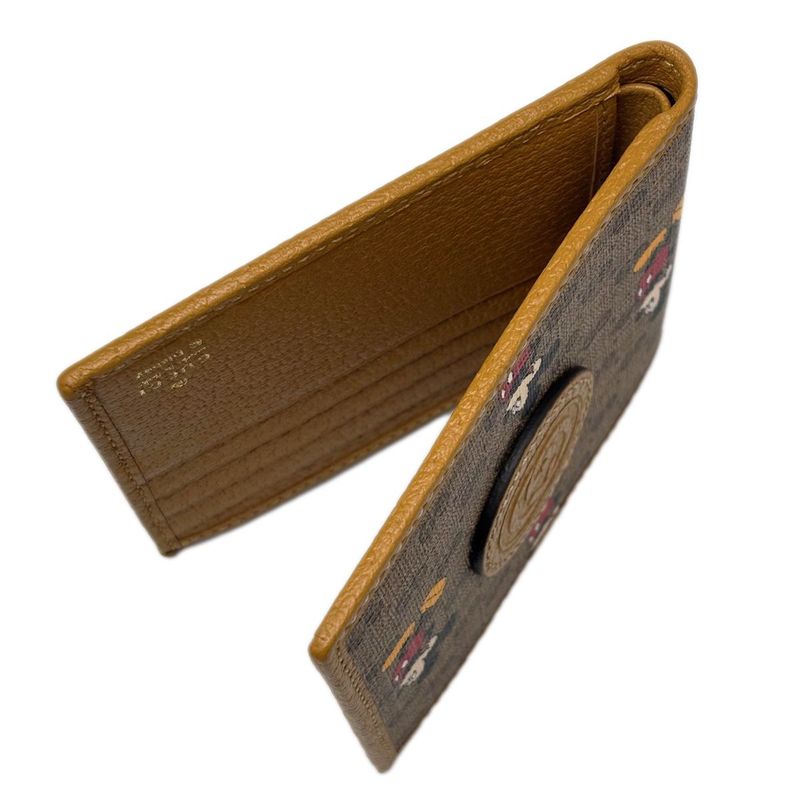 Gucci Disney Mickey Mouse Wallet Bifold No Coin Purse GG Supreme Canvas Cha