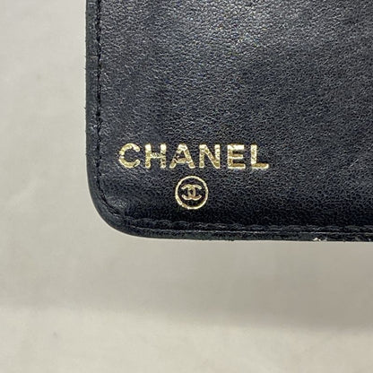 Chanel Long Wallet Icon Lambskin Black Gold Hardware Women's