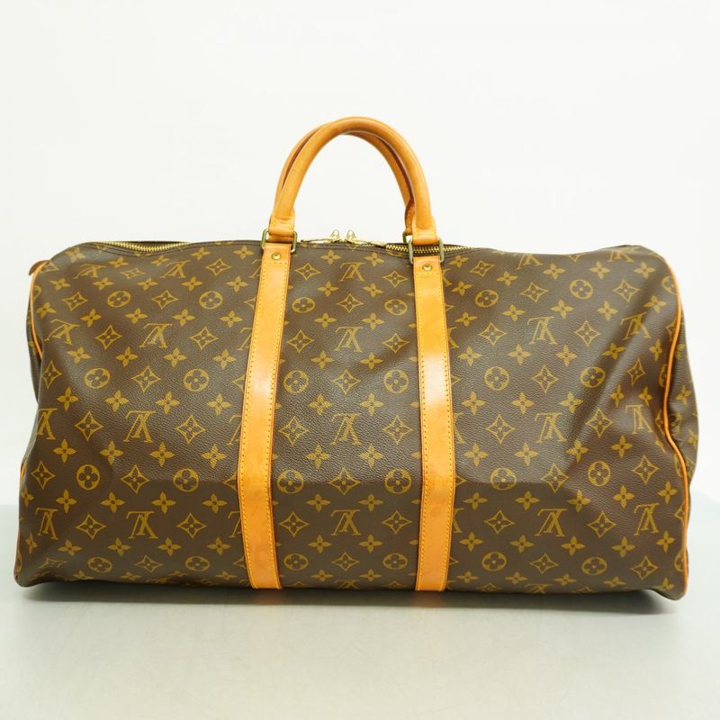 Louis Vuitton Boston Bag Monogram Keepall 55 M41424 Brown Men Women Unisex