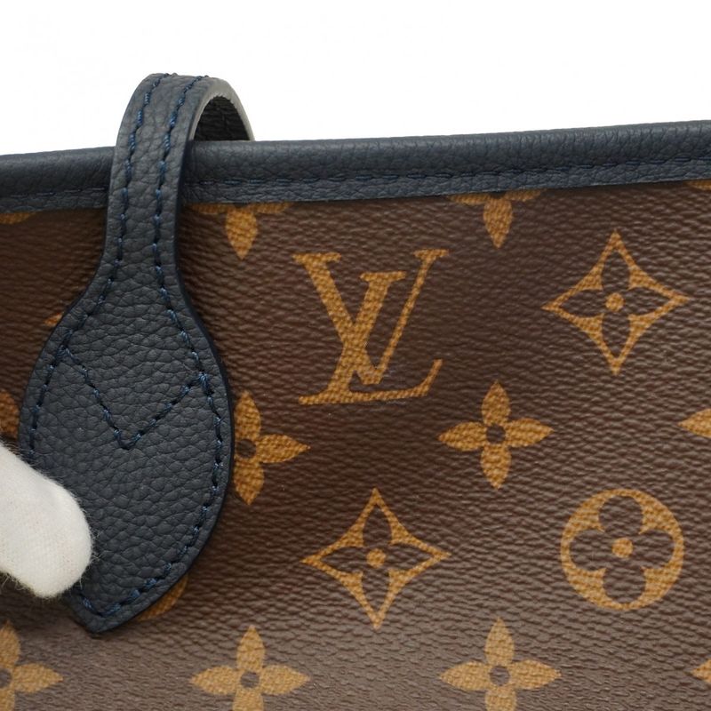 Louis Vuitton Tote Bag Monogram Neverfull Inside Out MM M14994 Brown Navy Ladies