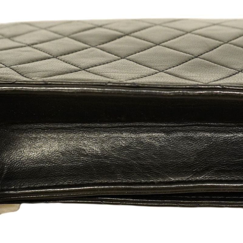 Chanel Shoulder Bag Matelasse Lambskin Black Gold Hardware Women