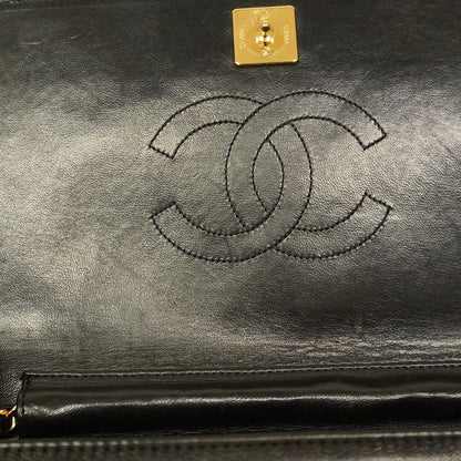 Chanel Shoulder Bag Matelasse Lambskin Black Gold Hardware Women