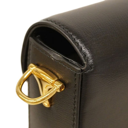 Gucci Shoulder Bag Horsebit 658574 Leather Black Gold Hardware Women's