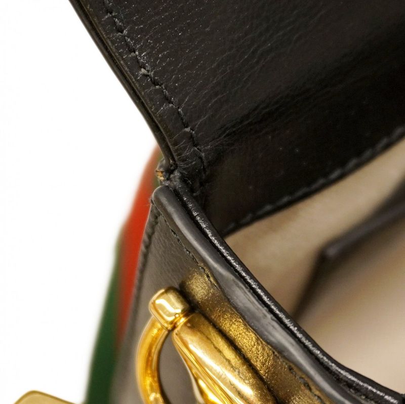 Gucci Shoulder Bag Horsebit 658574 Leather Black Gold Hardware Women's