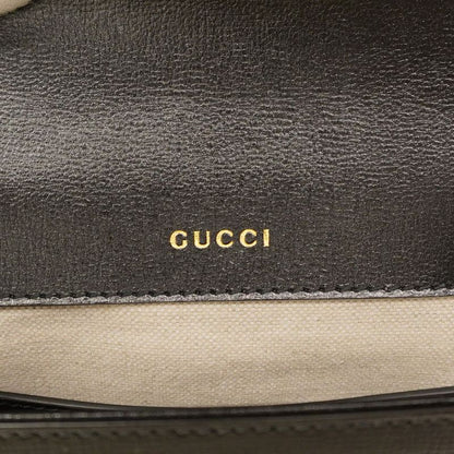 Gucci Shoulder Bag Horsebit 658574 Leather Black Gold Hardware Women's